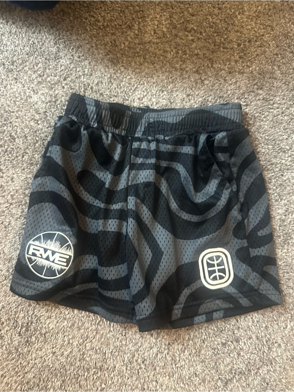 RWE Black & Gray Kids Athletic Mesh Shorts